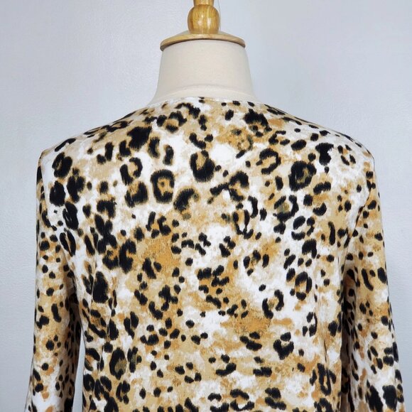 Karen Scott Animal Leopard Print Long Sleeve Pullover Knit Top Size XL - Picture 7 of 10